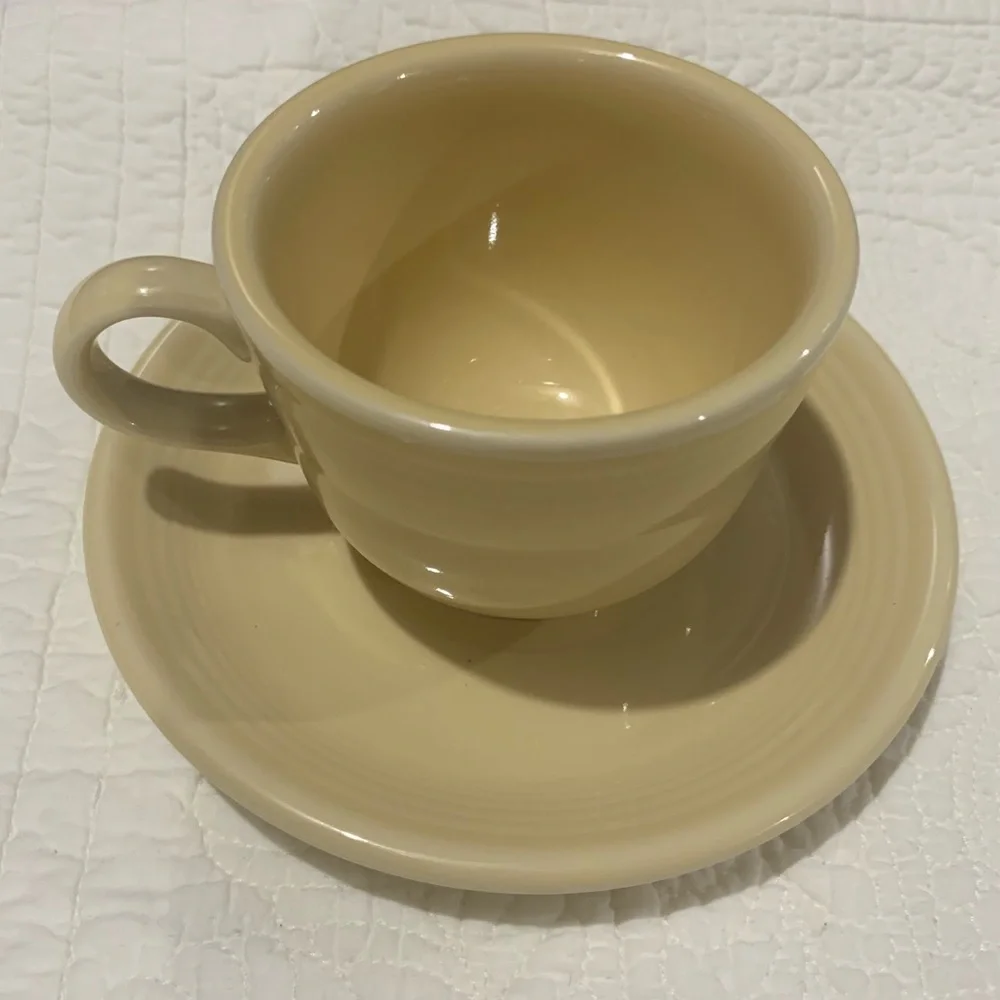 Fiesta Fiestaware Ivory off white teacup and saucer